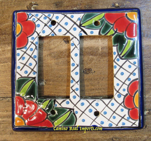 Talavera Pottery Double Rocker Switch Plate TDRSP007