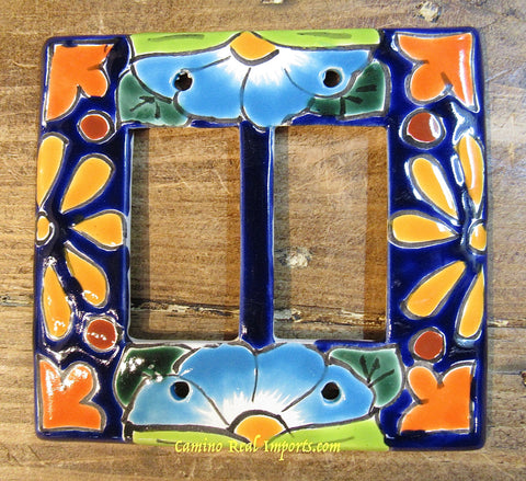 Talavera Pottery Double Rocker Switch Plate TDRSP008