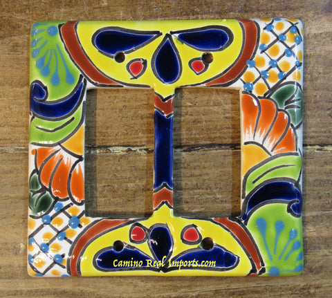 Talavera Pottery Double Rocker Switch Plate TDRSP009