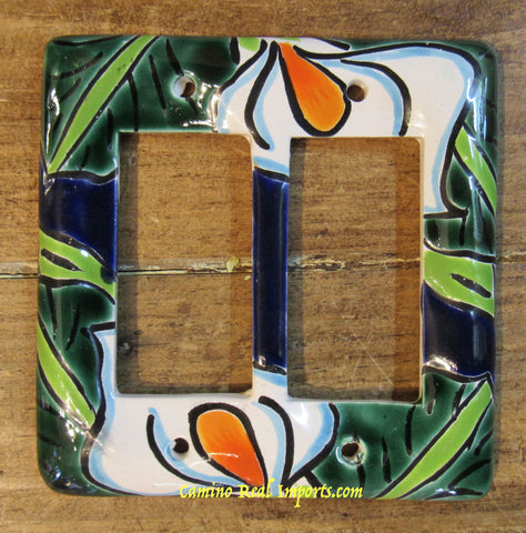 Talavera Pottery Double Rocker Switch Plate TDRSP016