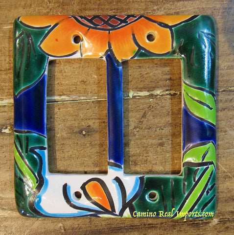 Talavera Pottery Double Rocker Switch Plate TDRSP014