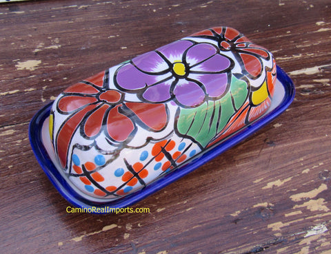 Talavera Pottery Butter Dish Hand Painted Sm Tbds004