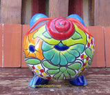 Mexican Talavera Pottery Pig Planter 9" TPSPT009