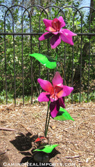 2 Metal Flowers With Ladybug Yard Or Garden Decor MRFB039