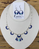 Sterling Silver Set Multi Stone Necklace and Matching Earring Set SSMES004