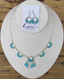 Sterling Silver Set Multi Stone Necklace and Matching Earring Set SSMES005