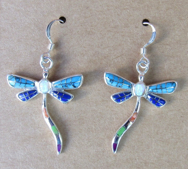 Sterling Silver Multi-Stone Dragonfly Earrings STER004