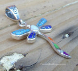 Sterling Silver Multi Stone Inlay Butterfly Pendant STSP0021