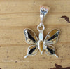 Sterling Silver Onyx and Opal Butterfly Pendant STSP0030