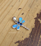 Sterling Silver Blue Topaz and Opal Dragonfly Pendant STSP0032