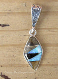 Sterling Silver Multi-Stone Onyx, Black Onyx, and Opal Pendant STSP0035