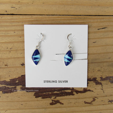Sterling Silver Lapis and Opal Inlay Earrings STER006