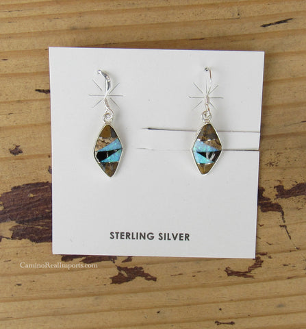 Sterling Silver Onyx and Opal Inlay Earrings STER018