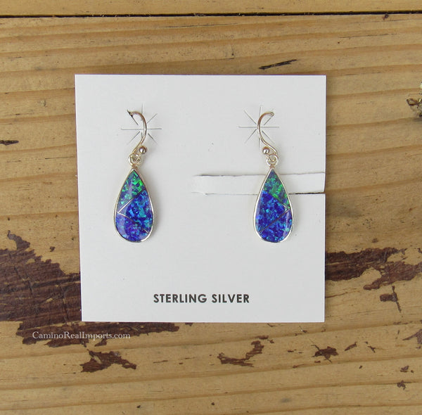 Sterling Silver Opal Inlay Earrings STER015