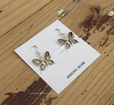 Sterling Silver Butterfly Black Onyx and Onyx Inlay Earrings STER014