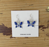 Sterling Silver Butterfly Lapis and Opal Inlay Earrings STER008