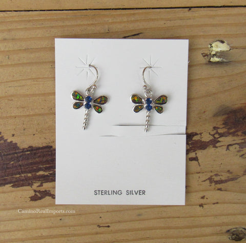 Sterling Silver Dragonfly Topaz and Opal Earrings STER005