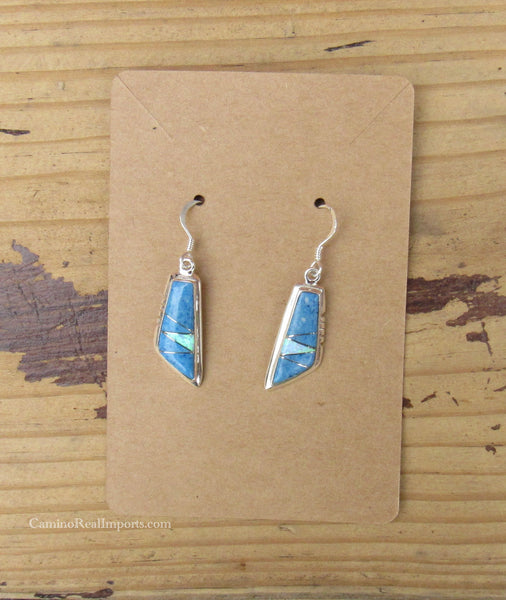 Sterling Silver Turquoise and Opal Inlay Earrings STER022
