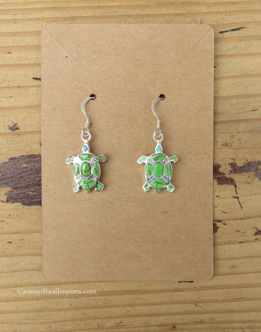 Sterling Silver Gaspite and Opal Inlay Turtle Earrings STER024