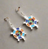 Sterling Silver Multi-Stone Inlay Turtle Earrings STER030