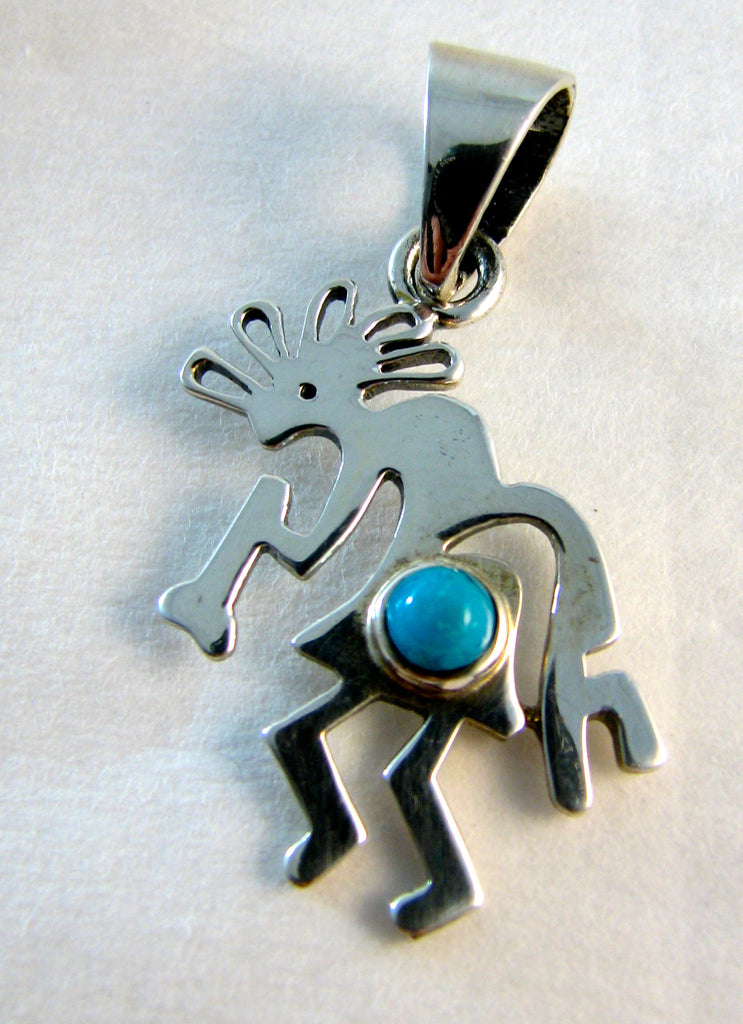 Sterling Silver Kokopelli Turquoise Pendant STSP011 Camino Real Imports
