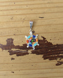 Sterling Silver Multi-Stone Inlay Turtle Pendant STSP0046