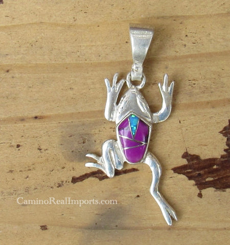 Sterling Silver Sugilite and Opal Inlay Frog Pendant STSP0050