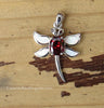 Sterling Silver Red Topaz and Opal Inlay Dragonfly Pendant STSP0053