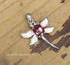 Sterling Silver Red Topaz and Opal Inlay Dragonfly Pendant STSP0053