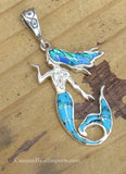 Sterling Silver Turquoise and Opal Inlay Mermaid Pendant STSP0060