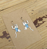 Sterling Silver Denim Lapis and Opal Inlay Frog Earrings STER042