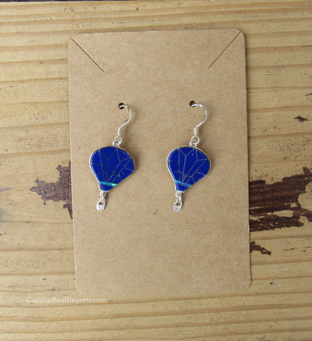 Sterling Silver Lapis Lazuli and Opal Inlay Balloon Earrings STER044