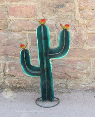 Garden Art Metal Rustic Green Painted Cactus 26" MCTGS001