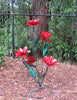 Yard Art 5 Stem Metal Flowers Sculpture 23"    MFLWR001