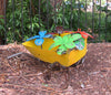 Metal Wheel Barrow With Flowers Sculpture 21" MWBG001