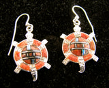 Sterling Silver Turtle Set Red Sponge Coral Pendant and Earrings TSC011