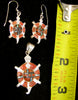 Sterling Silver Turtle Set Red Sponge Coral Pendant and Earrings TSC011