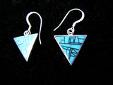 Sterling Silver Set Turquoise and Opal Inlay Triangle Pendant and Earrings TSC049