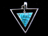 Sterling Silver Set Turquoise and Opal Inlay Triangle Pendant and Earrings TSC049