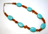 TURQUOISE AND AMBER NECKLACE TSC069