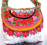 GUATEMALA PURSE HAND EMBROIDERED FLOWERS HOBO BAG X-LARGE