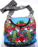 GUATEMALA PURSE HAND EMBROIDERED FLOWERS HOBO BAG X-LARGE