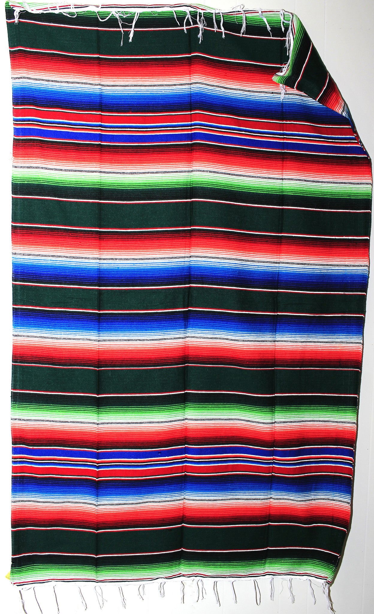 MEXICAN BLANKET LG 4' X 6.5' HAND WOVEN Sarape Zarape