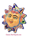 Mexican Wall Hanging Talavera Pottery Sun Face 8" TSF8013