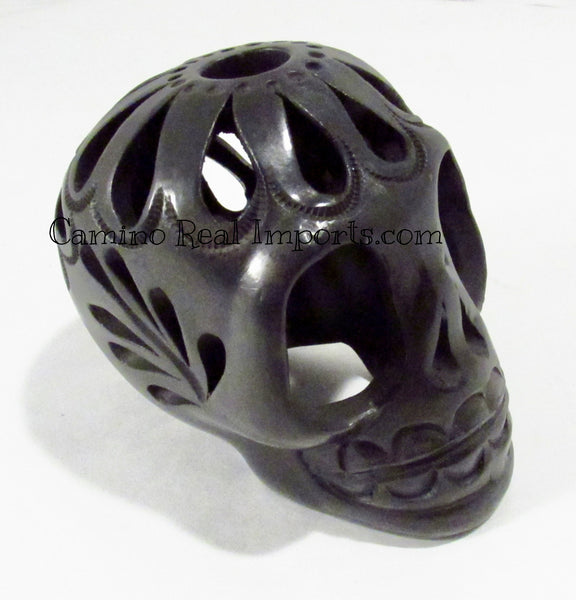 Black Clay Skull Dia de los Muertos Caminorealimports.com