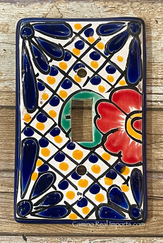 Mexican Talavera Pottery Single Toggle Switch Plate TTSP019