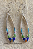 Sterling Silver Multi-stone Inlay Earrings STER010