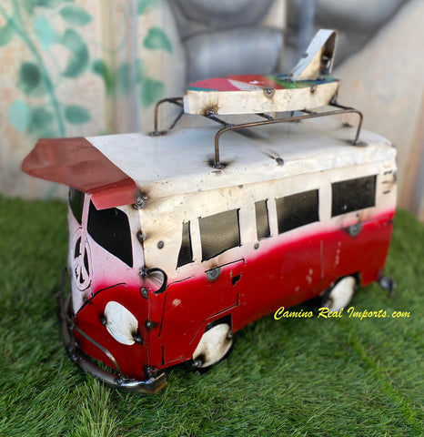 Metal VW Bus Surfer Sculpture 18"