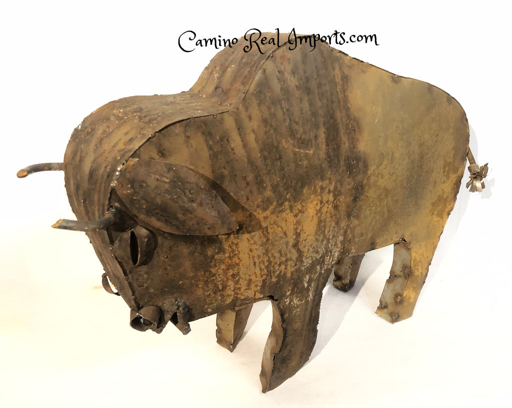 Metal Buffalo Yard Decor Sculpture MTBFS001 Camino Real Imports