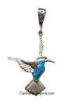 Sterling Silver Hummingbird Turquoise and Opal Inlay Pendant STSP002